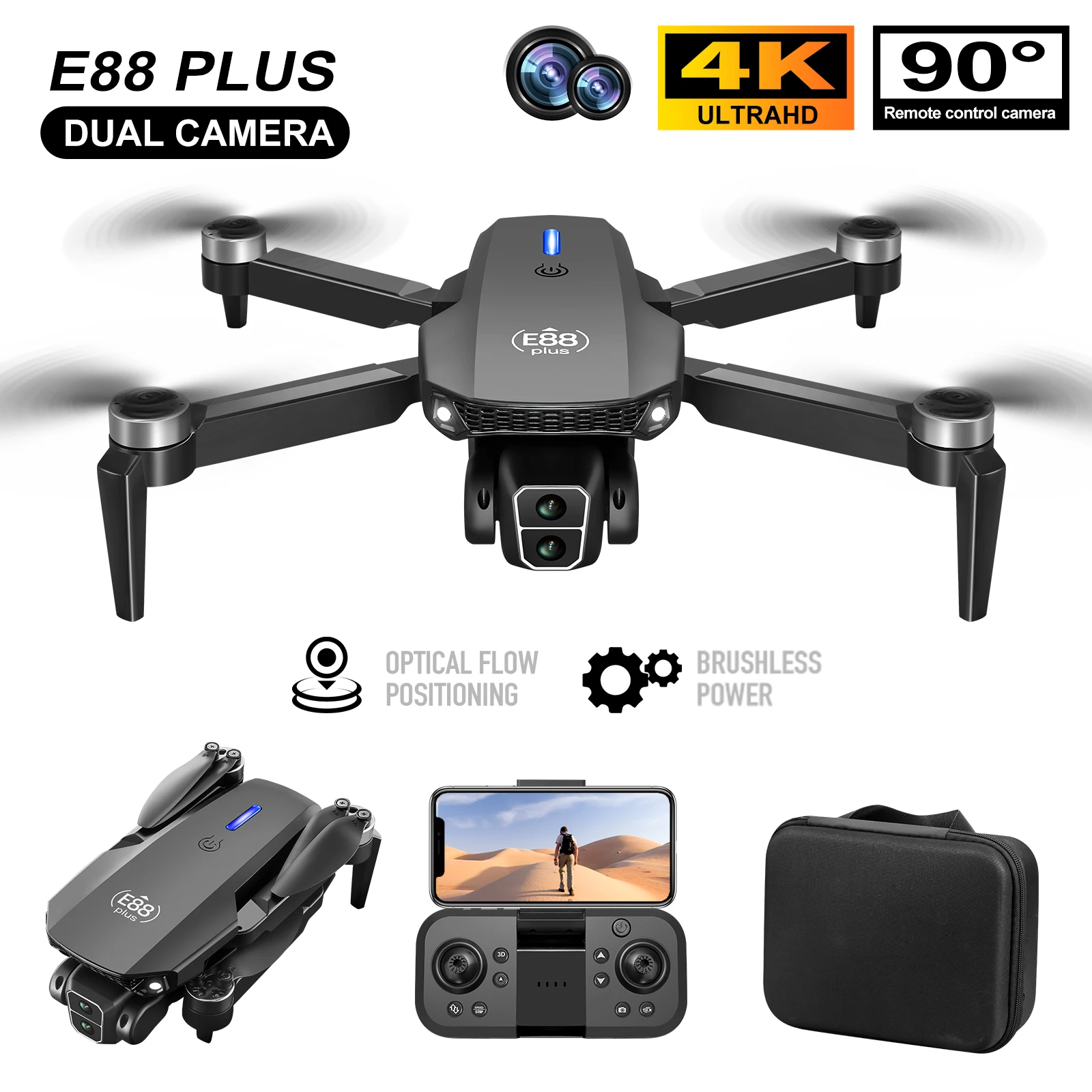 Novo drone quadricóptero E88 P - Drone Camera Night Vision avaliação e preço