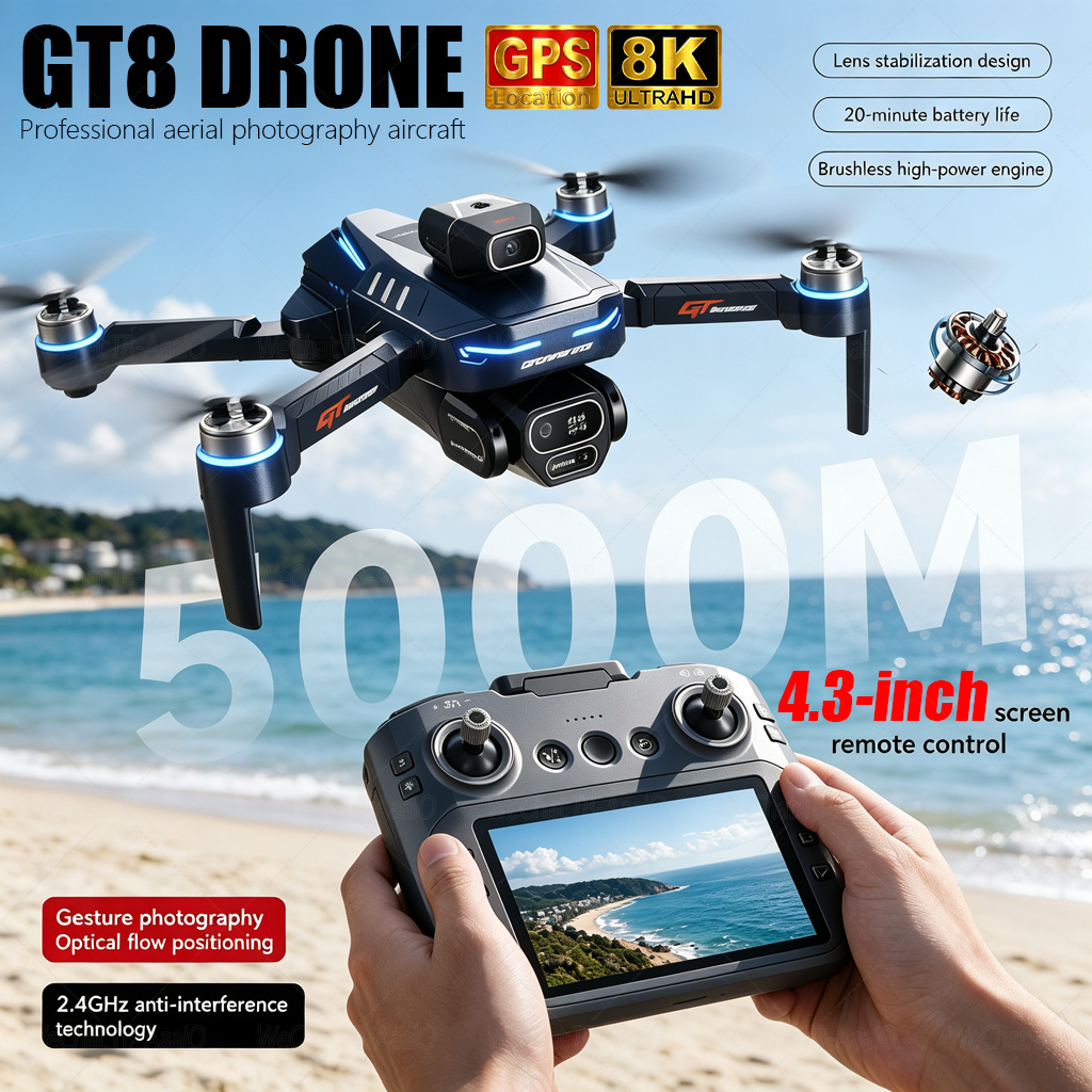 NOVO Drone GT8 HD RC 4K Profis - Drone Camera Night Vision avaliação e preço